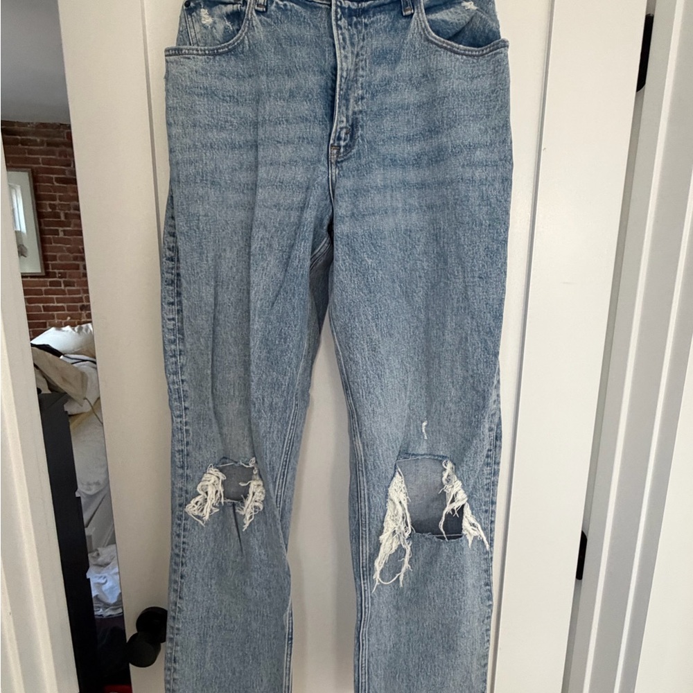 Abercrombie & Fitch Curve Love Light Blue Distressed 90s Women's Jeans
